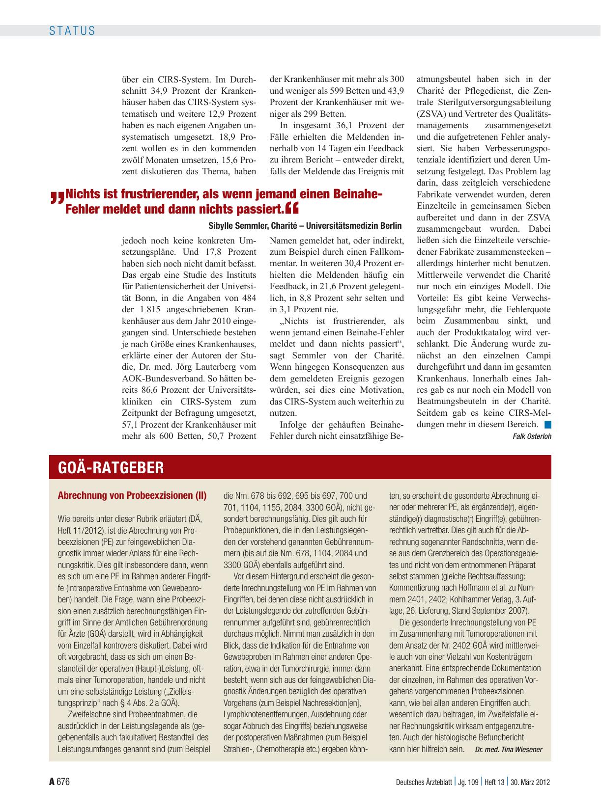 Vorschauseite 1: Abrechnung von Probeexzisionen (II)