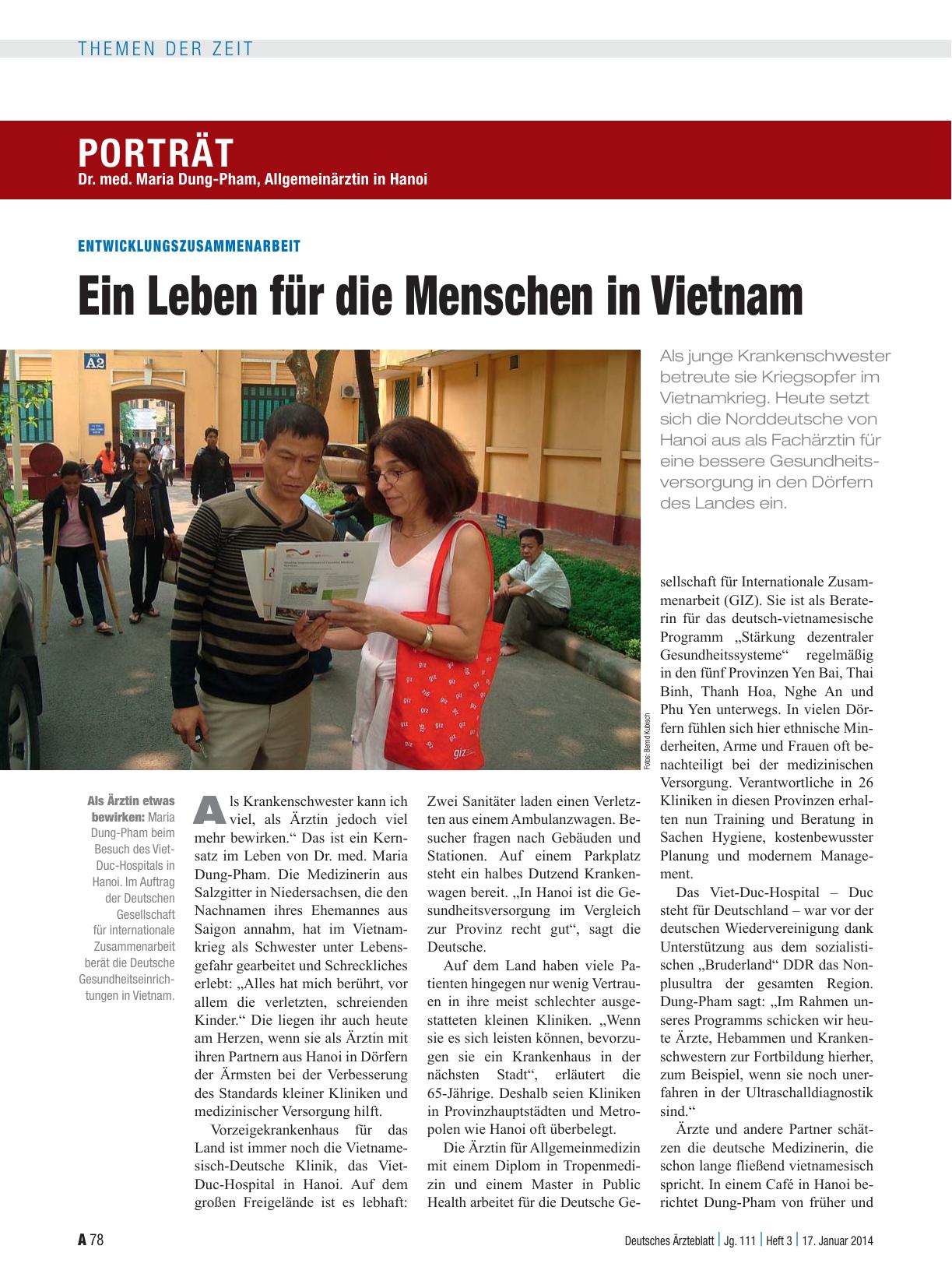 Vorschauseite 1: Dr. med. Maria Dung-Pham, Allgemeinärztin in Hanoi: Entwicklungszusammenarbeit – Ein Leben für die Menschen in Vietnam