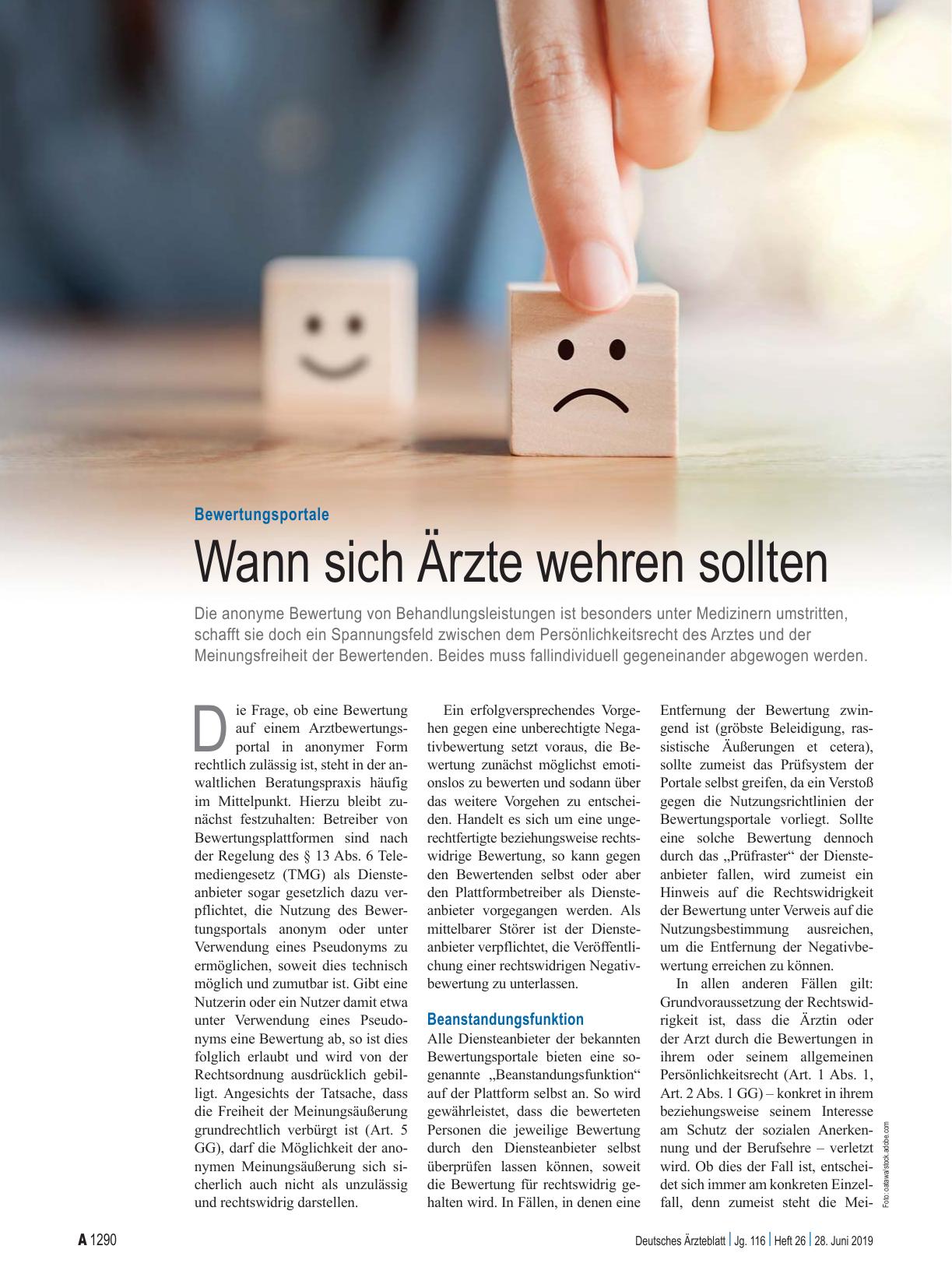 Vorschauseite 1: Bewertungsportale: Wann sich Ärzte wehren sollten