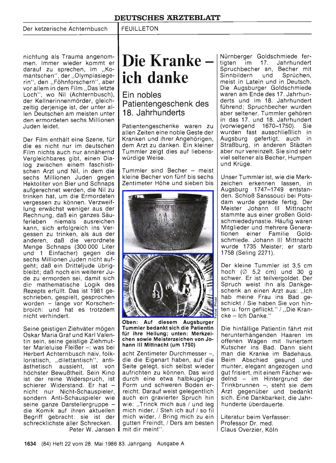 Vorschauseite 1: Die Kranke – ich danke