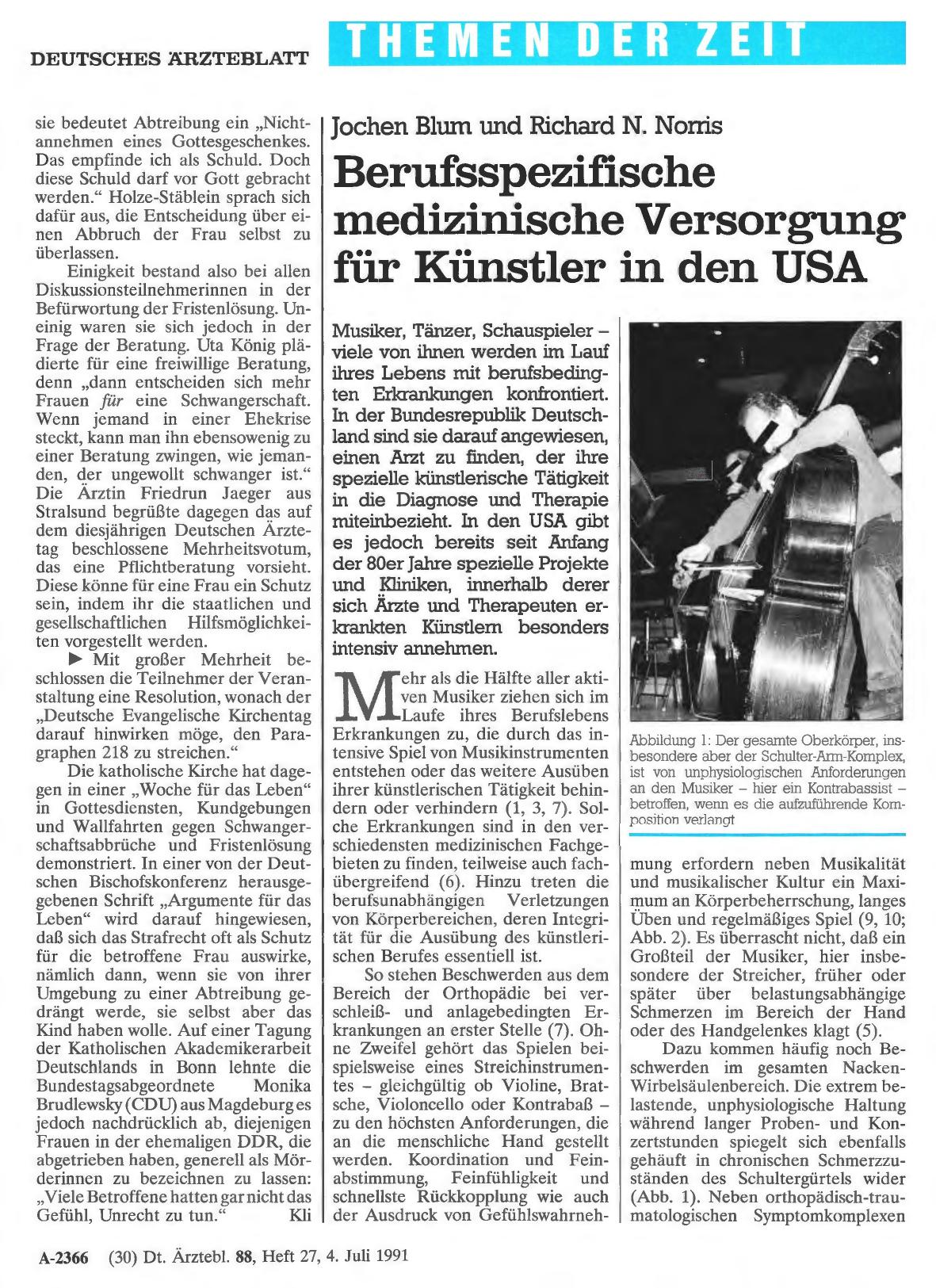 Vorschauseite 1: Berufsspezifische medizinische Versorgung für Künstler in den USA