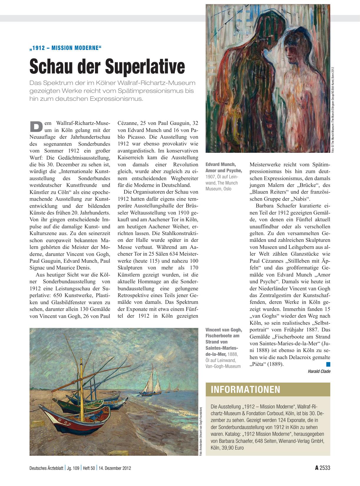 Vorschauseite 1: „1912 – Mission Moderne“: Schau der Superlative