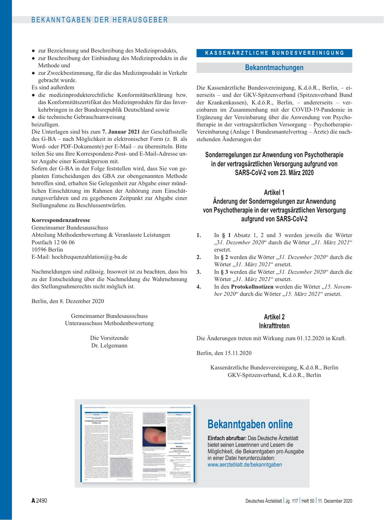 Vorschauseite 1: Bekanntgaben online
