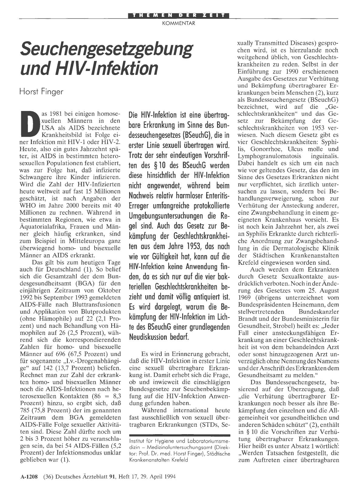 Vorschauseite 1: Seuchengesetzgebung und HIV-Infektion