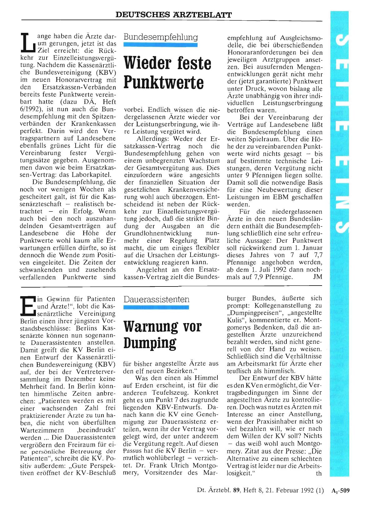 Vorschauseite 1: Dauerassistenten: Warnung vor Dumping