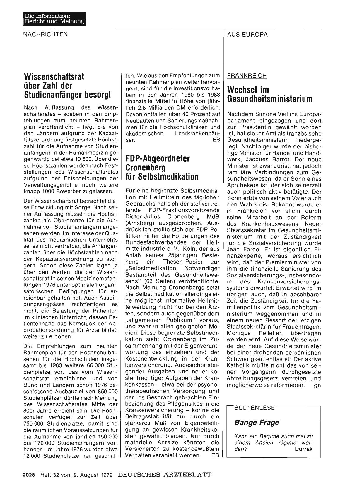 Vorschauseite 1: Frankreich: Wechsel im Gesundheitsministerium