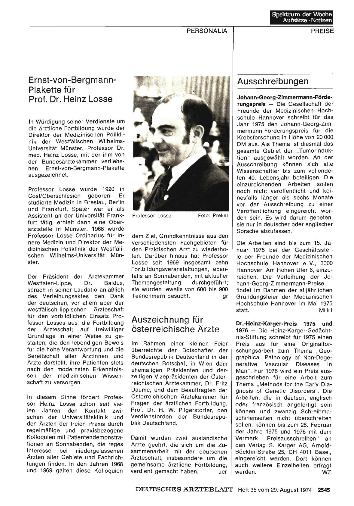 Vorschauseite 1: Auszeichnung für österreichische Ärzte