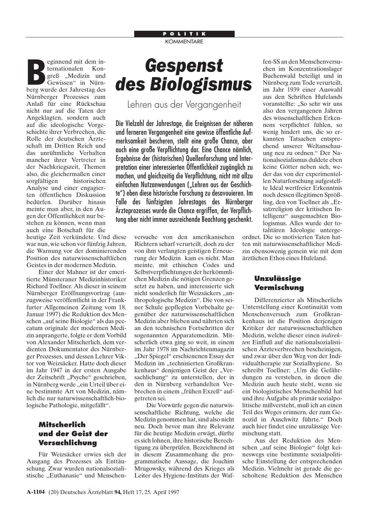 Vorschauseite 1: Gespenst des Biologismus: Lehren aus der Vergangenheit