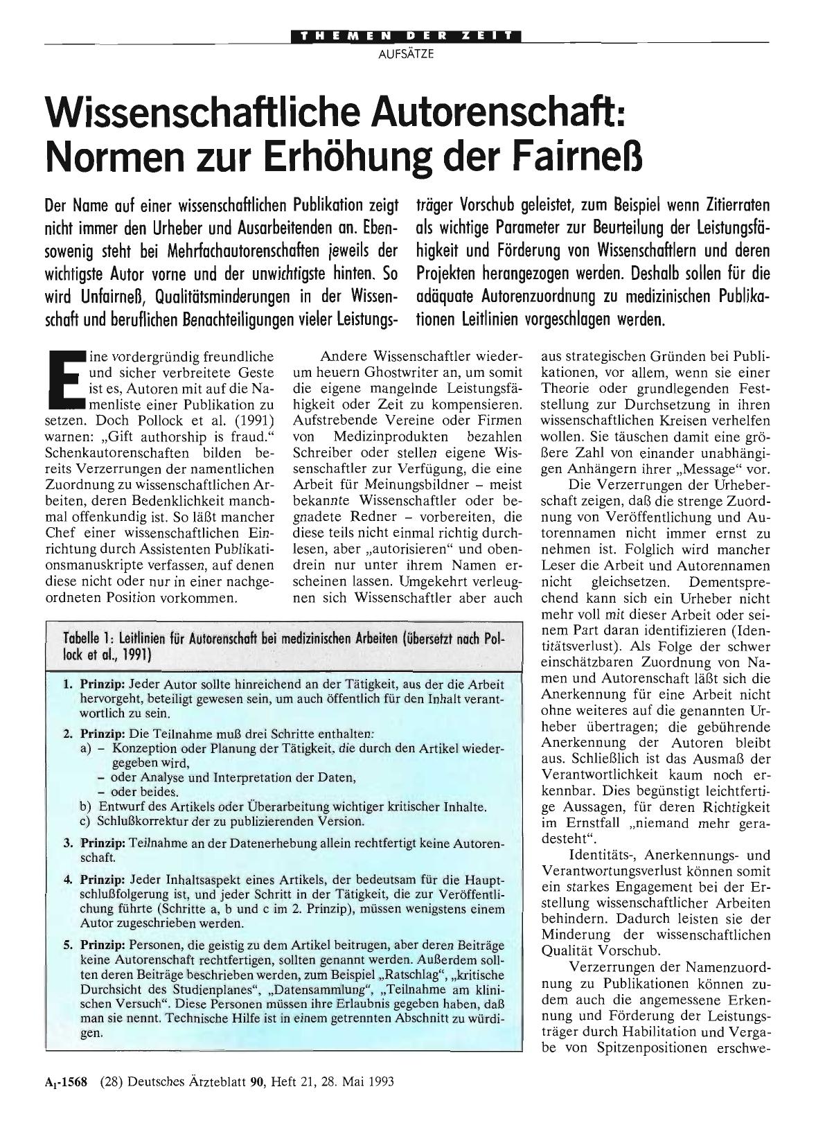 Vorschauseite 1: Wissenschaftliche Autorenschaft: Normen zur Erhöhung der Fairneß