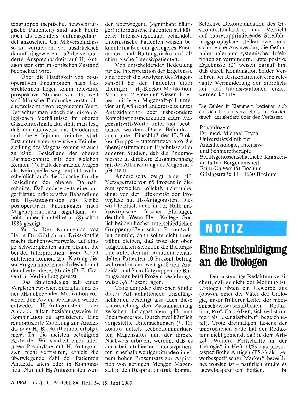 Vorschauseite 1: Eine Entschuldigung an die Urologen