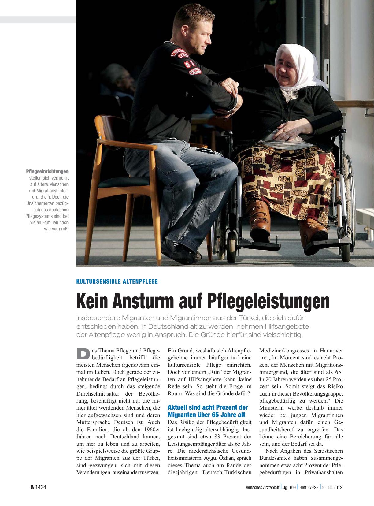 Vorschauseite 1: Kultursensible Altenpflege: Kein Ansturm auf Pflegeleistungen
