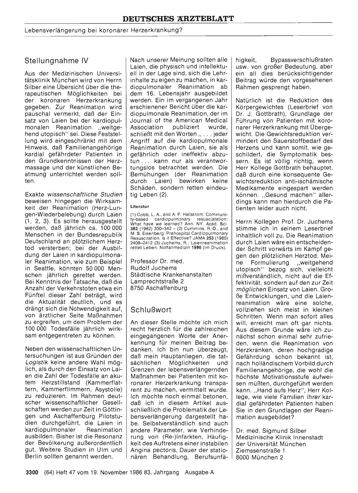 Vorschauseite 1: Kann das Leben von Patienten mit koronarer Herzerkrankung verlängert werden? : Stellungnahme IV