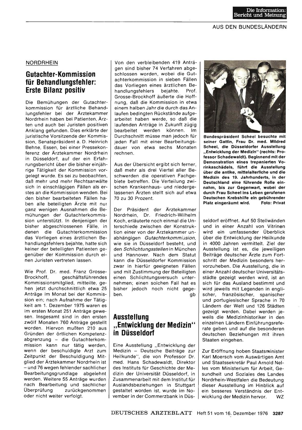 Vorschauseite 1: NORDRHEIN: Gutachter-Kommission für Behandlungsfehler: Erste Bilanz positiv