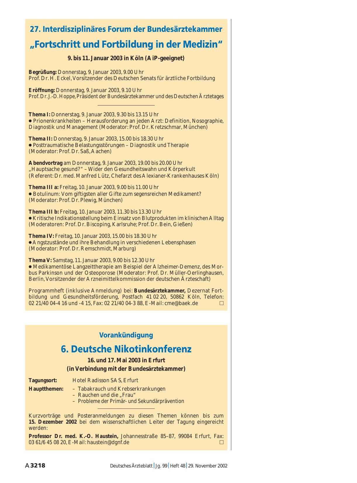 Vorschauseite 1: 6. Deutsche Nikotinkonferenz