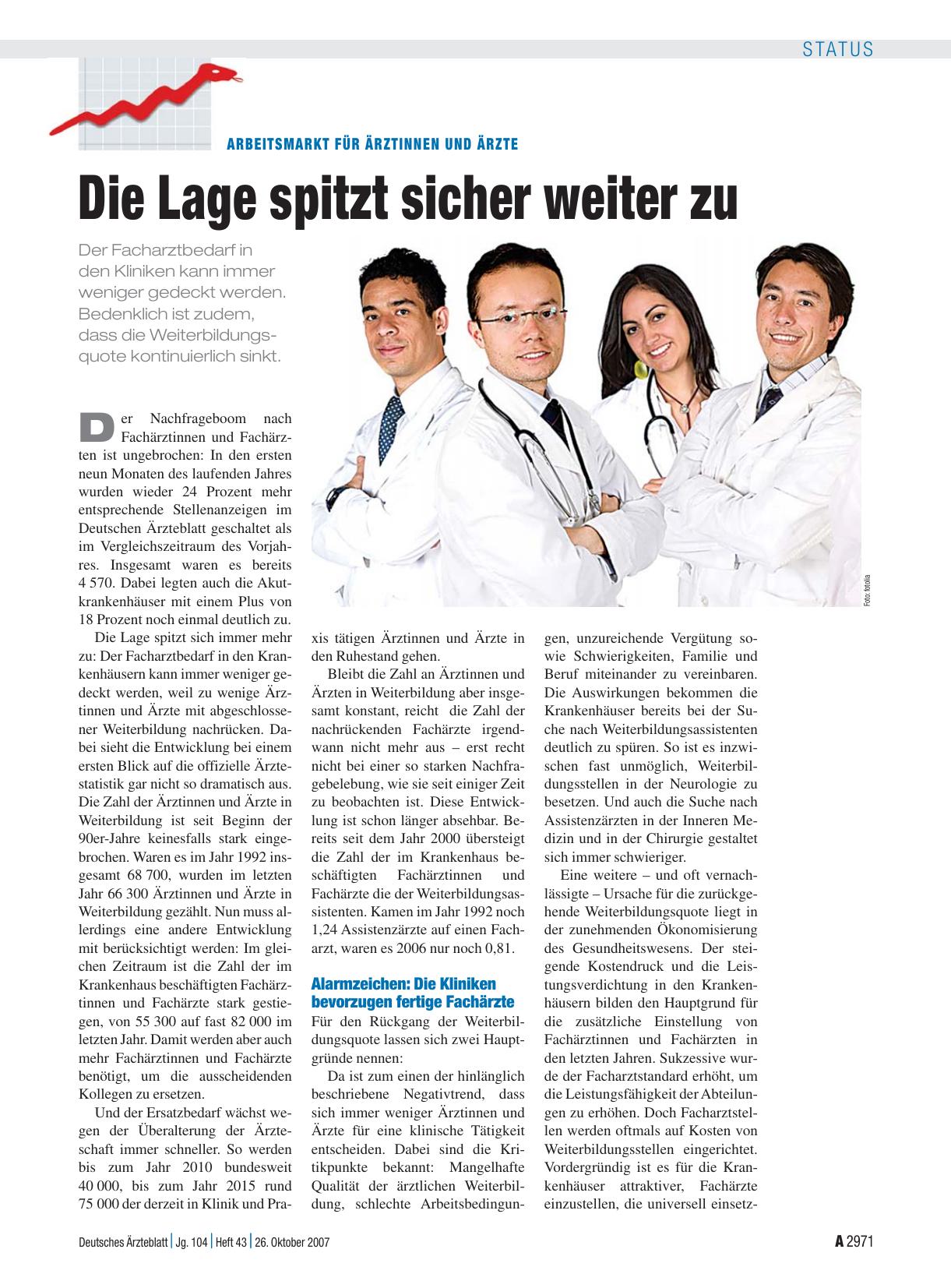 Vorschauseite 1: Arbeitsmarkt für Ärztinnen und Ärzte: Die Lage spitzt sicher weiter zu