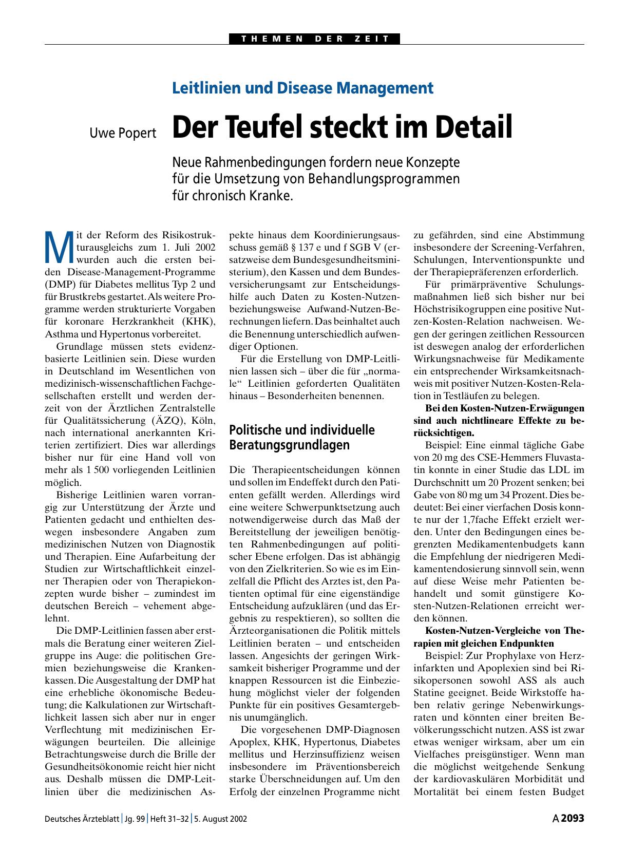 Vorschauseite 1: Leitlinien und Disease Management: Der Teufel steckt im Detail