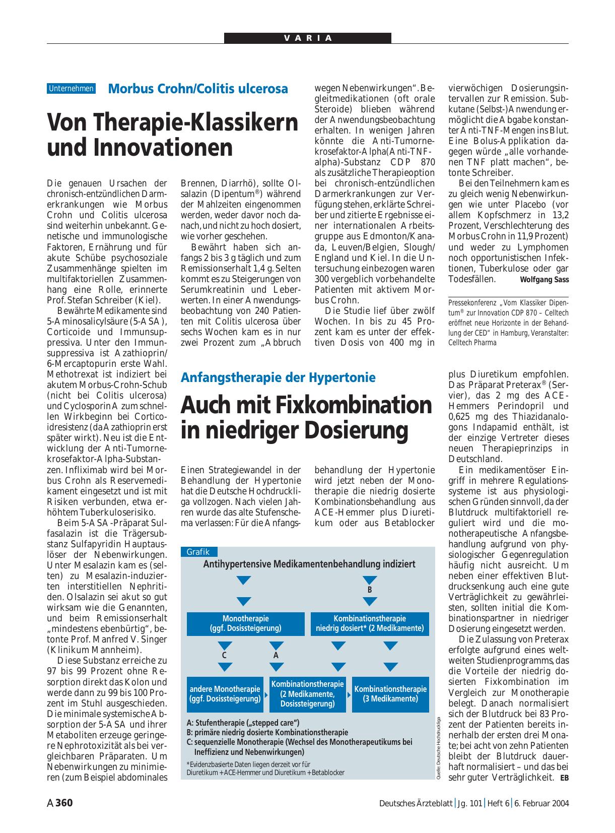 Vorschauseite 1: Anfangstherapie der Hypertonie: Auch mit Fixkombination in niedriger Dosierung