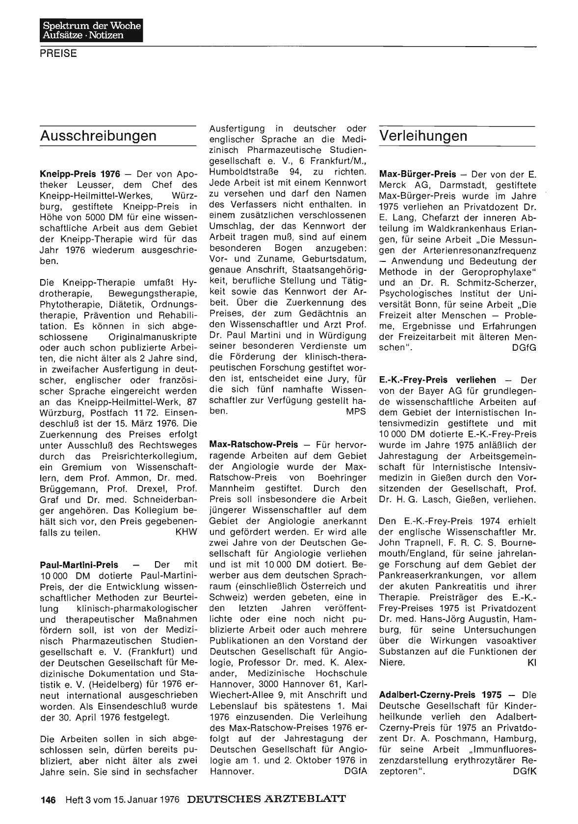 Vorschauseite 1: Verleihungen