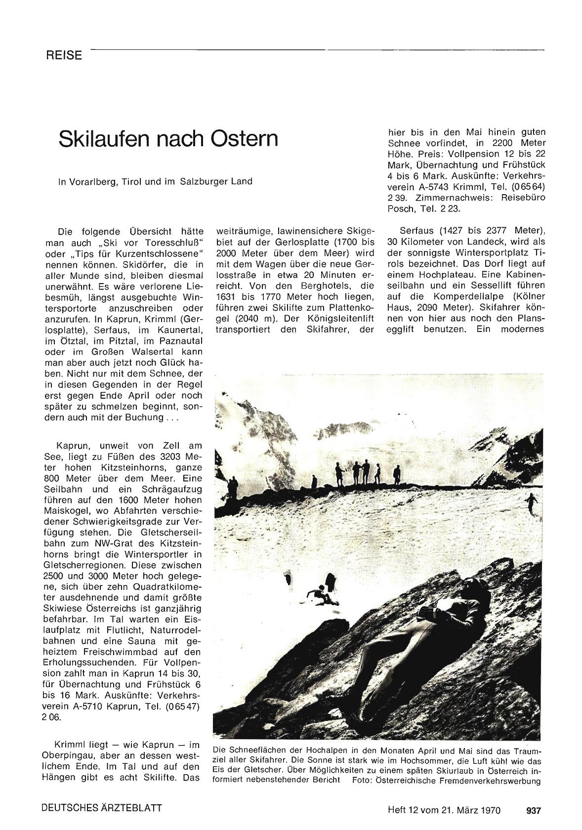 Vorschauseite 1: Skilaufen nach Ostern