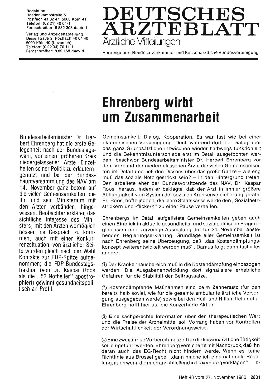 Vorschauseite 1: Ehrenberg wirbt um Zusammenarbeit
