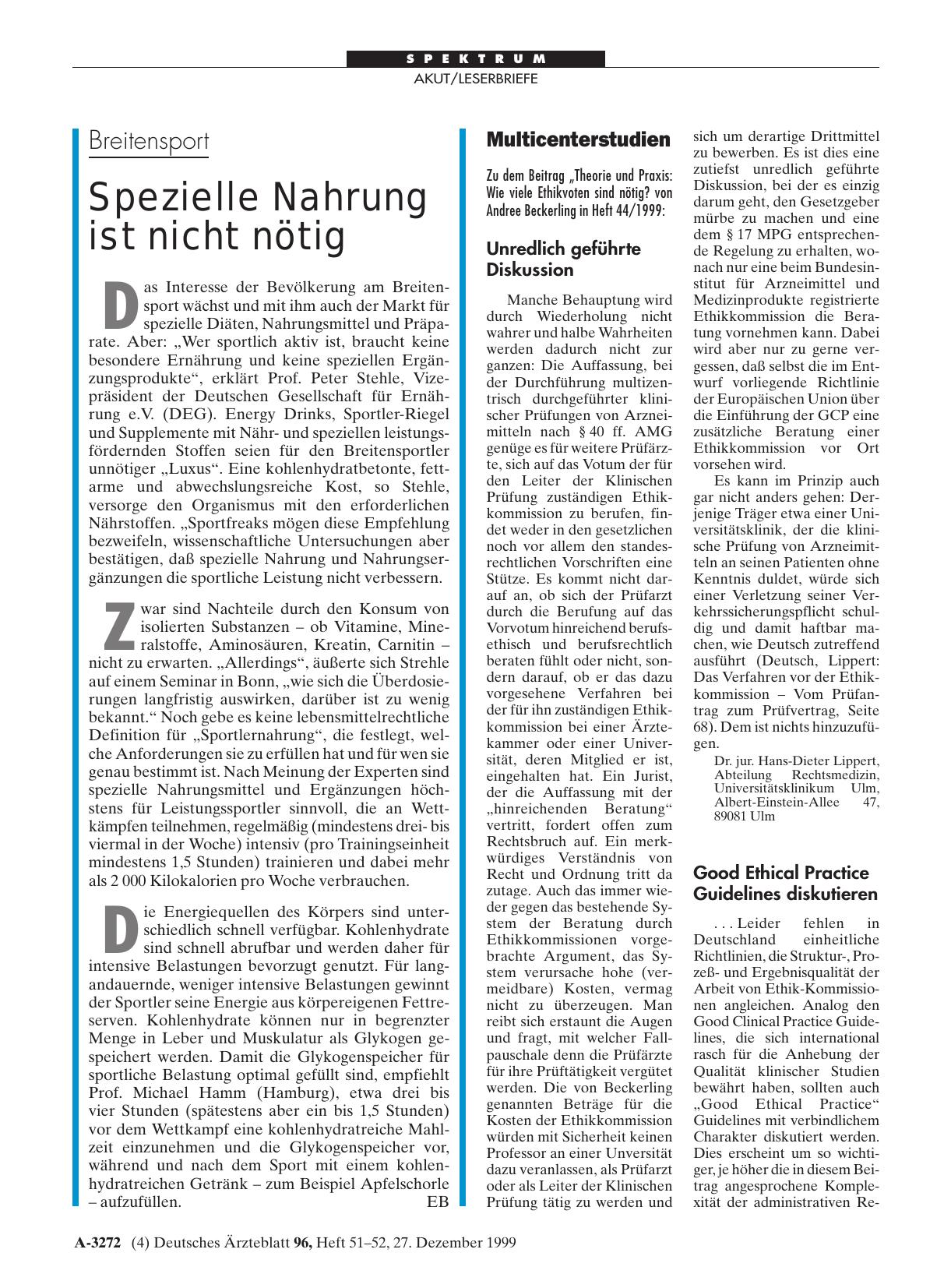 Vorschauseite 1: Breitensport: Spezielle Nahrung ist nicht nötig