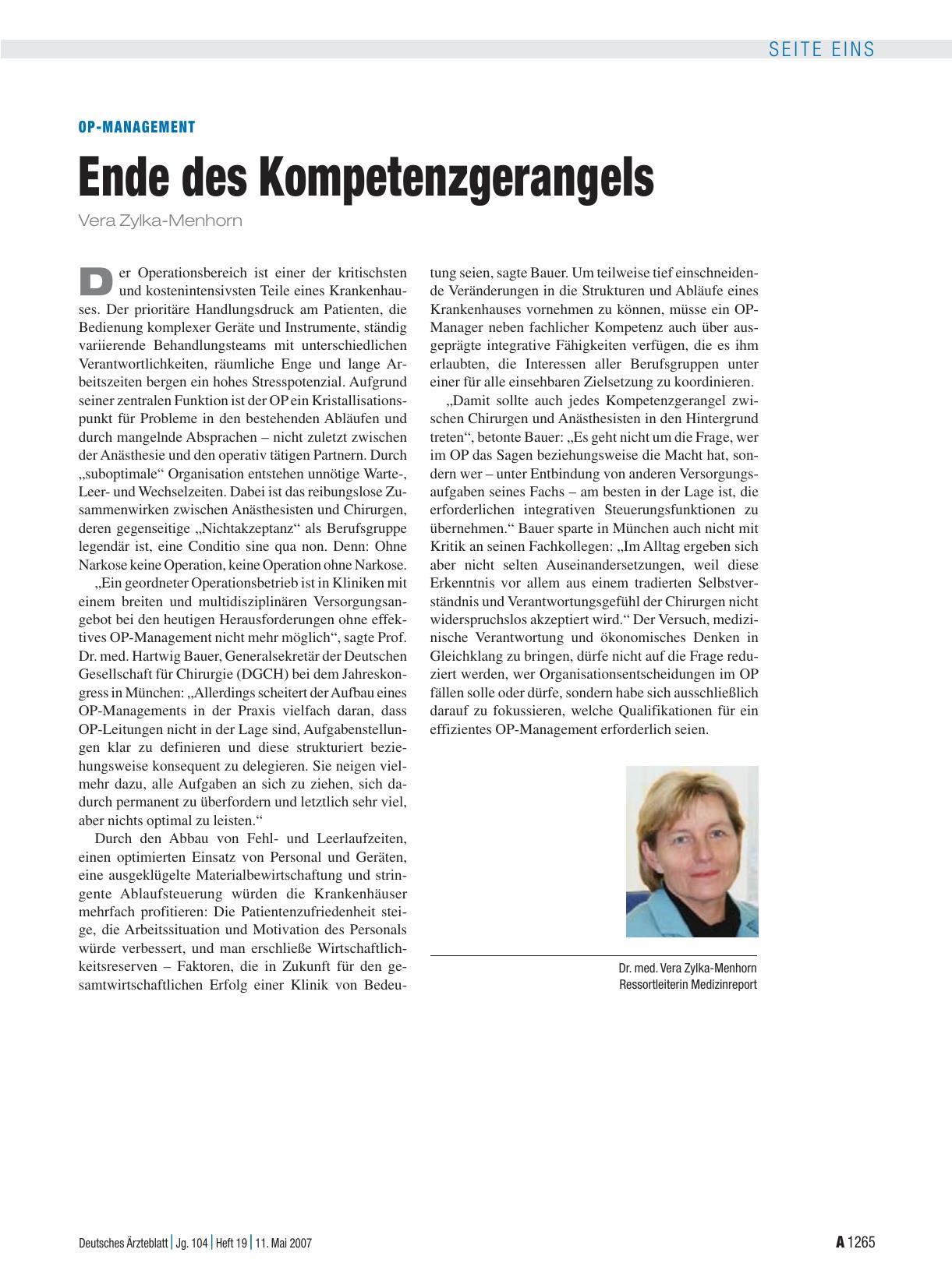 Vorschauseite 1: OP-Management: Ende des Kompetenzgerangels