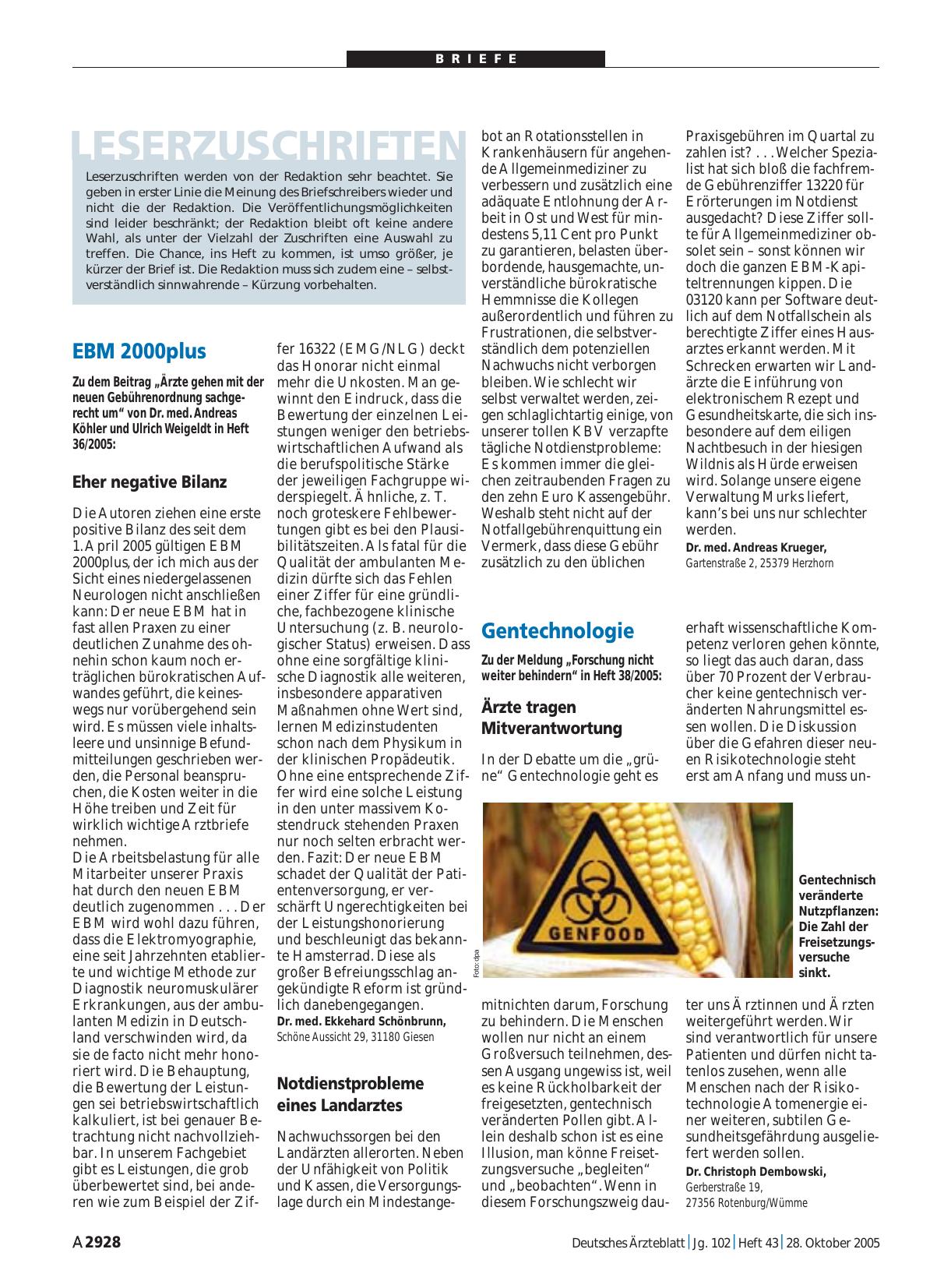 Vorschauseite 1: EBM 2000plus: Notdienstprobleme eines Landarztes