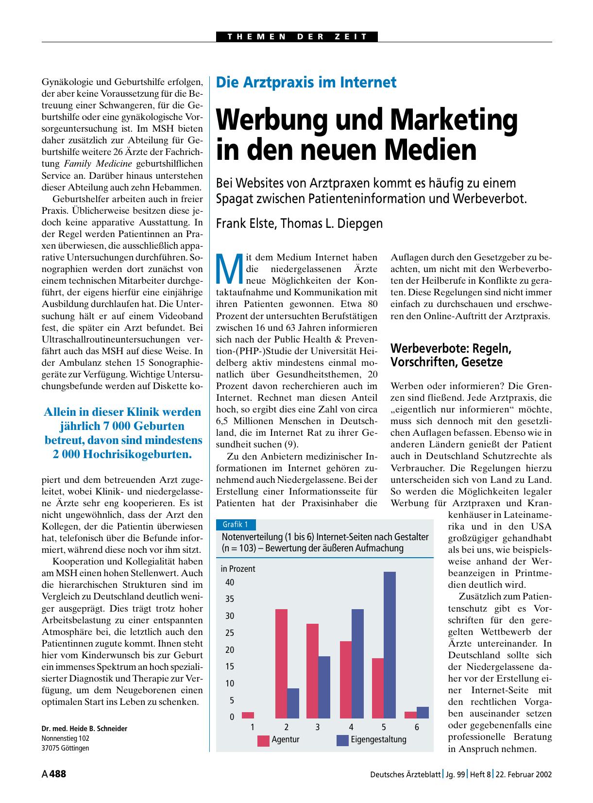 Vorschauseite 1: Die Arztpraxis im Internet: Werbung und Marketing in den neuen Medien