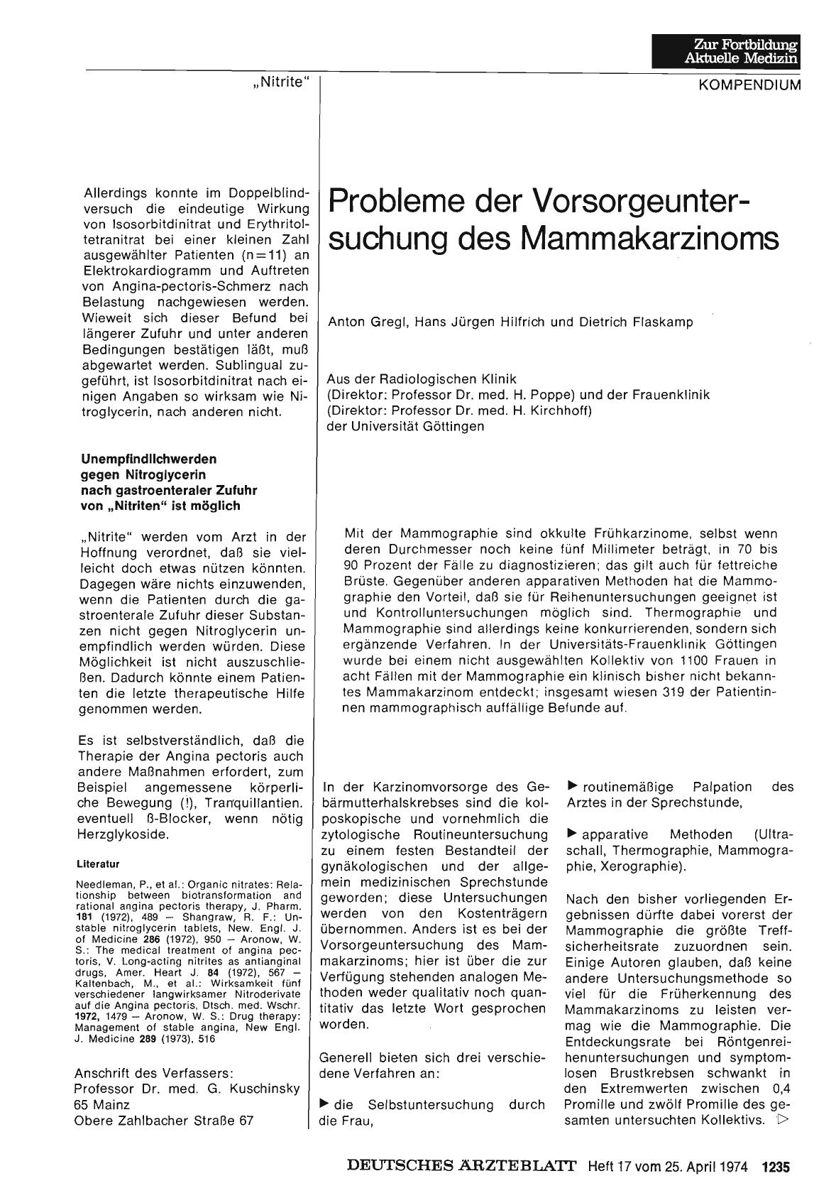 Vorschauseite 1: Probleme der Vorsorgeuntersuchung des Mammakarzinoms