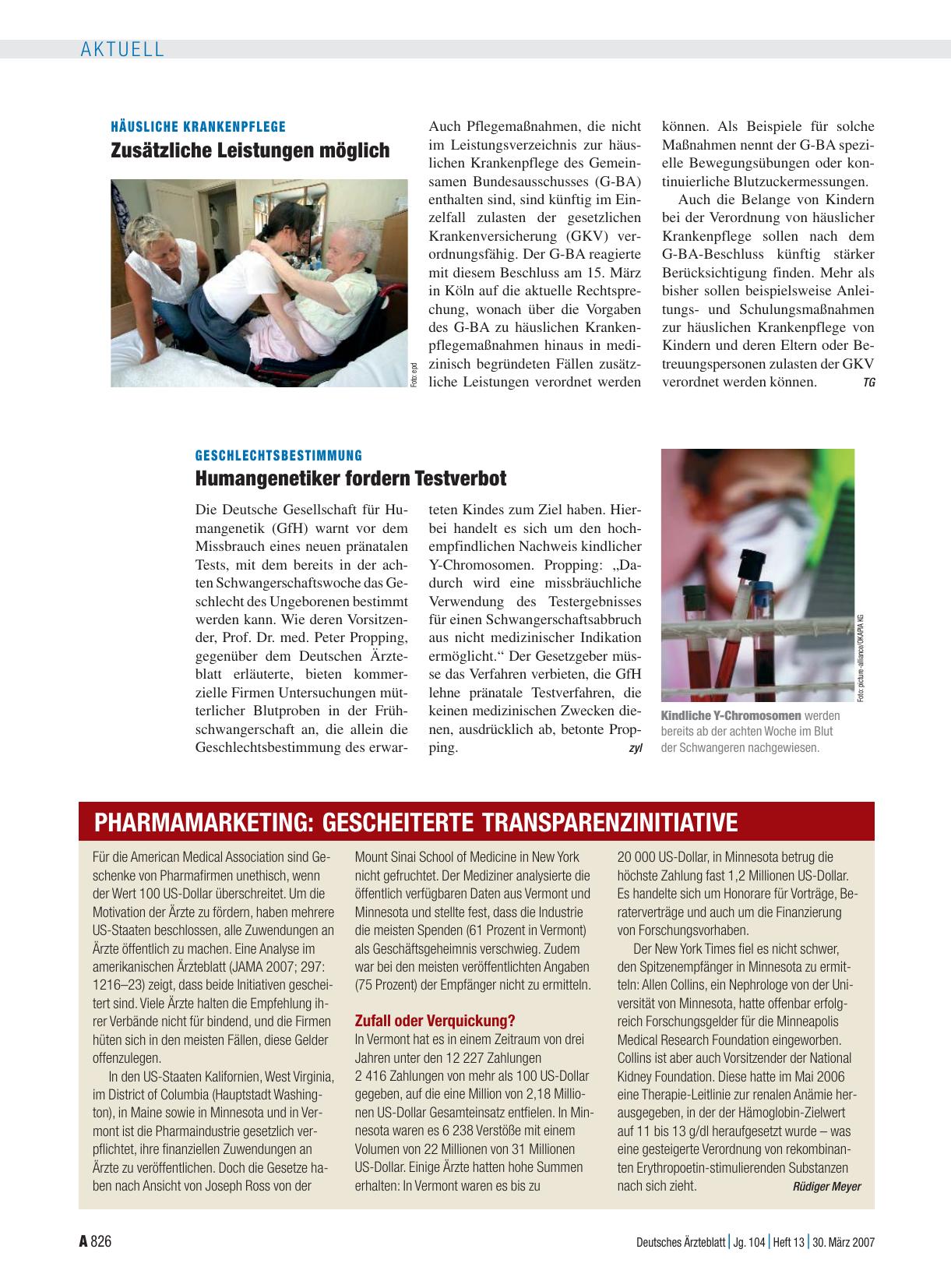 Vorschauseite 1: Geschlechtsbestimmung: Humangenetiker fordern Testverbot