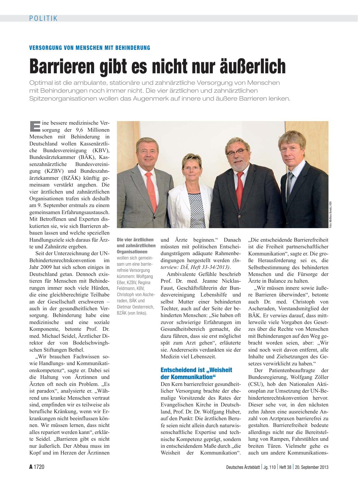 Vorschauseite 1: Versorgung von Menschen mit Behinderung: Barrieren gibt es nicht nur äußerlich