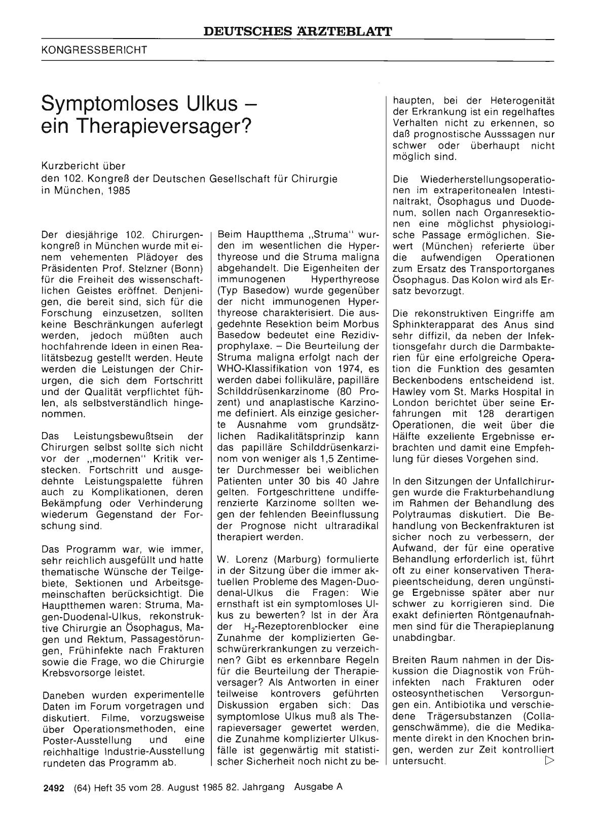 Vorschauseite 1: Symptomloses Ulkus — ein Therapieversager?