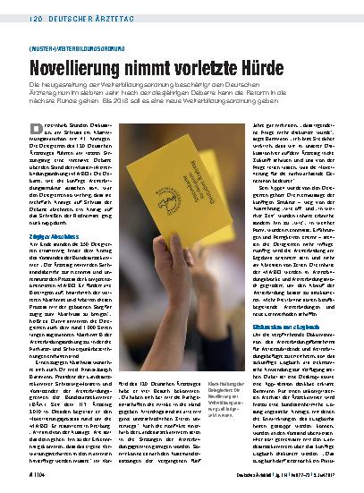 Vorschauseite 1: (Muster-)Weiterbildungsordnung: Novellierung nimmt vorletzte Hürde