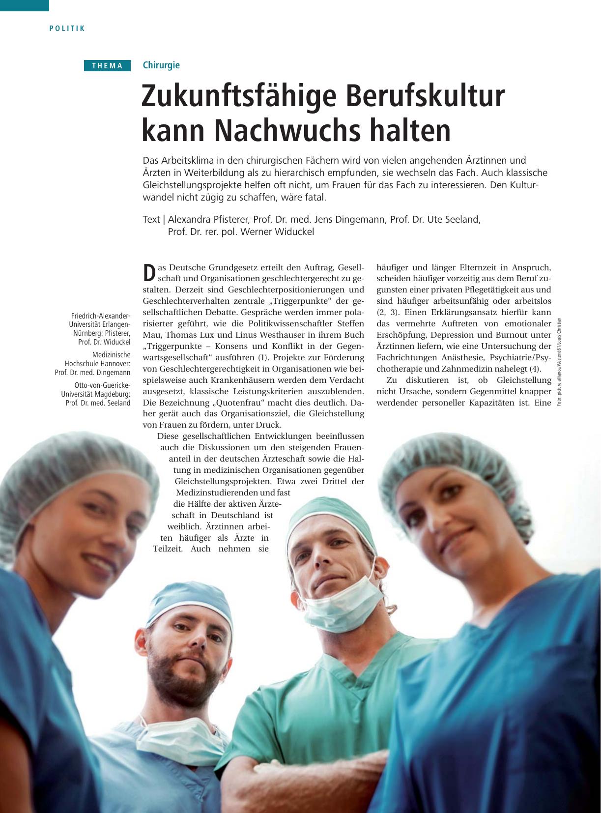 Vorschauseite 1: Chirurgie: Zukunftsfähige Berufskultur kann Nachwuchs halten