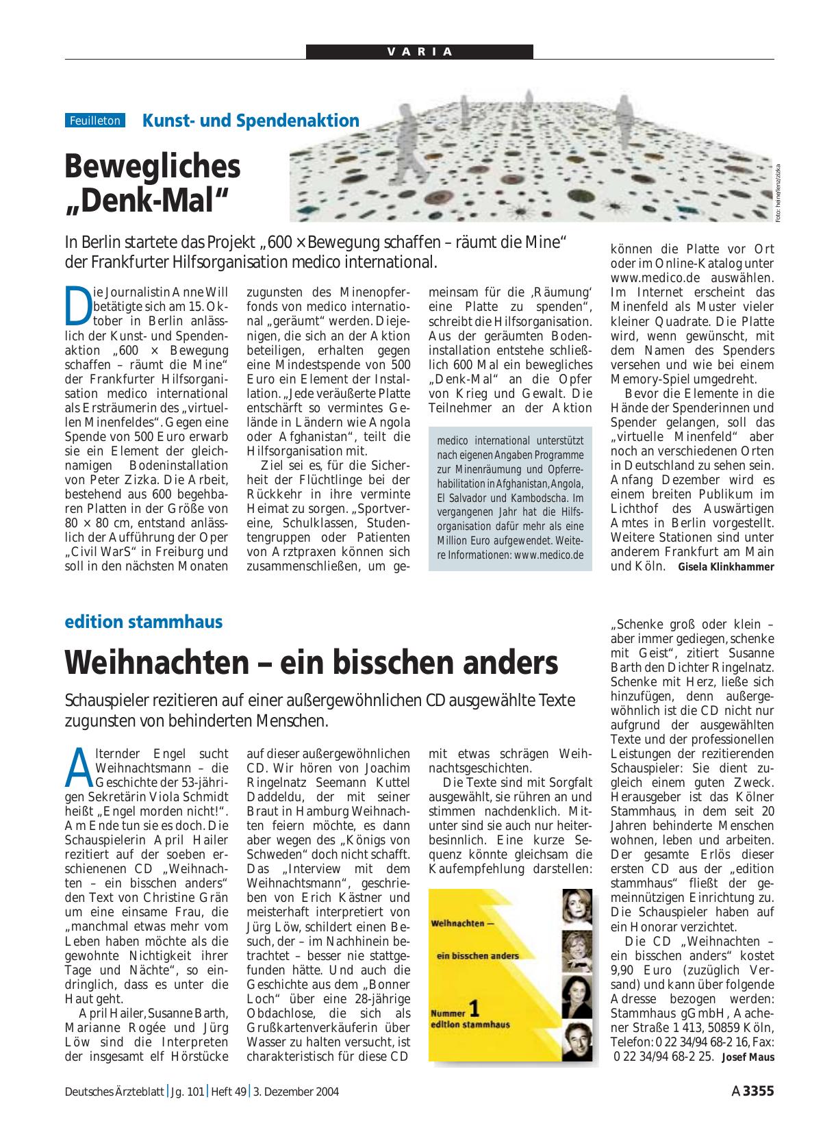 Vorschauseite 1: edition stammhaus: Weihnachten – ein bisschen anders