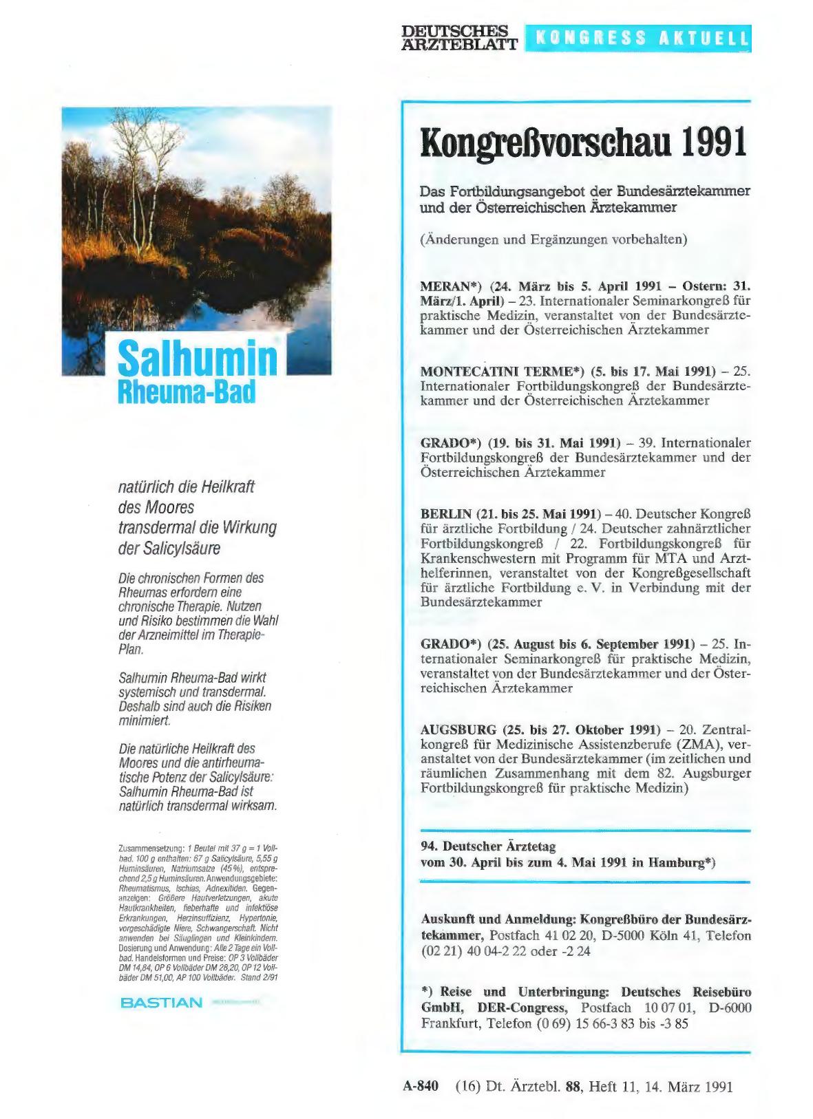 Vorschauseite 1: Kongreßvorschau 1991