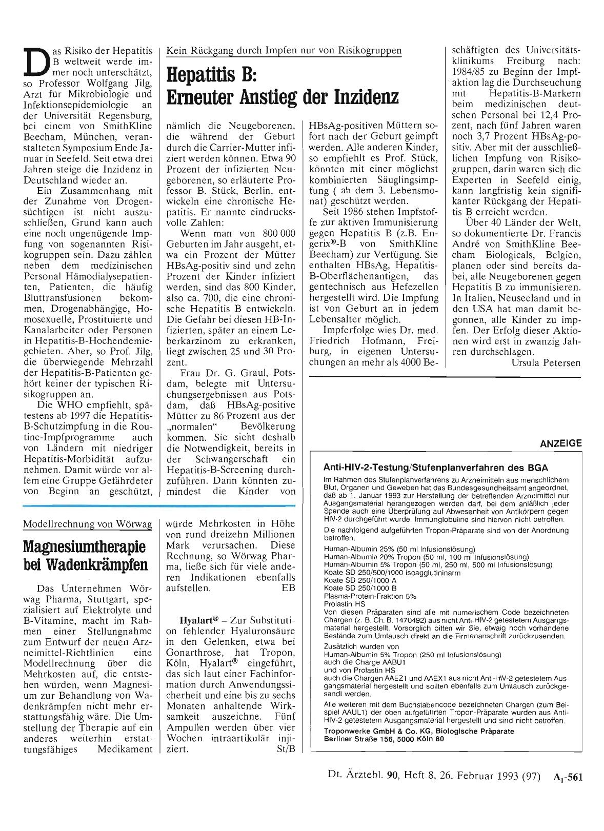 Vorschauseite 1: Modellrechnung von Wörwag: Magnesiumtherapie bei Wadenkrämpfen