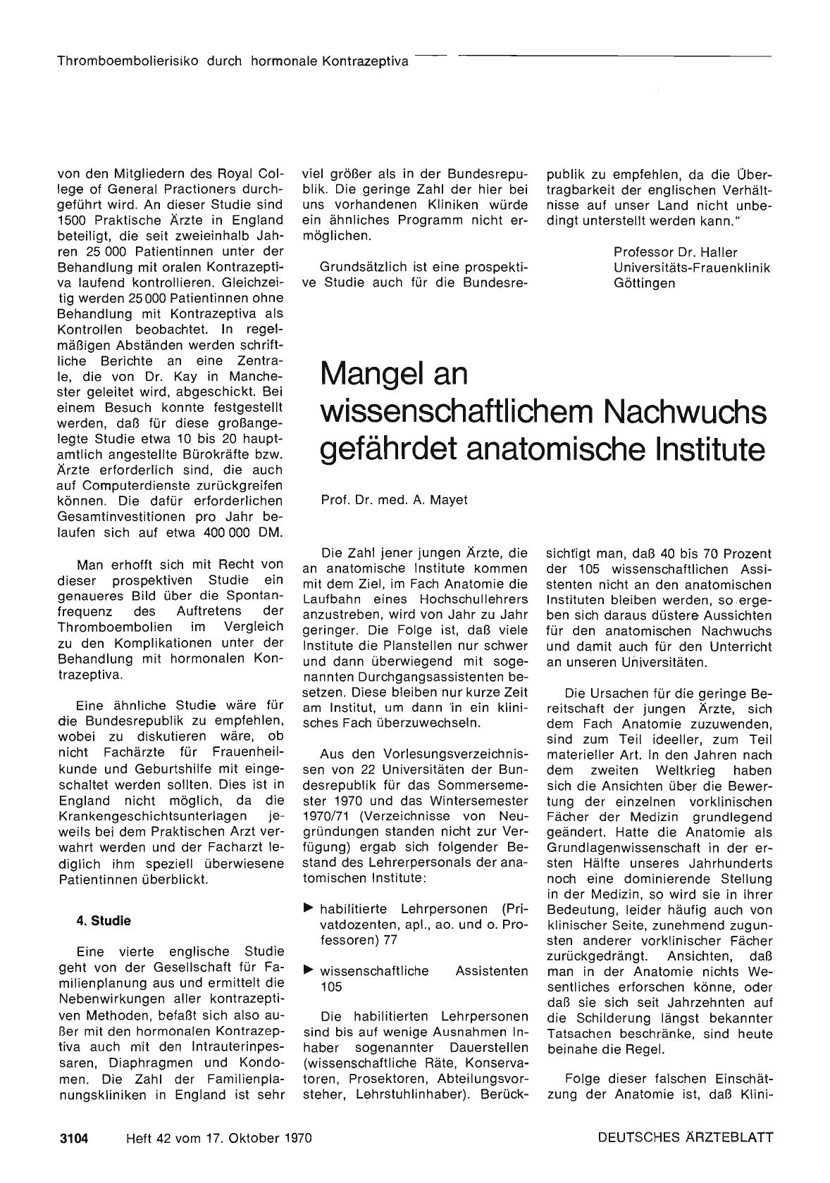 Vorschauseite 1: Mangel an wissenschaftlichem Nachwuchs gefährdet anatomische Institute