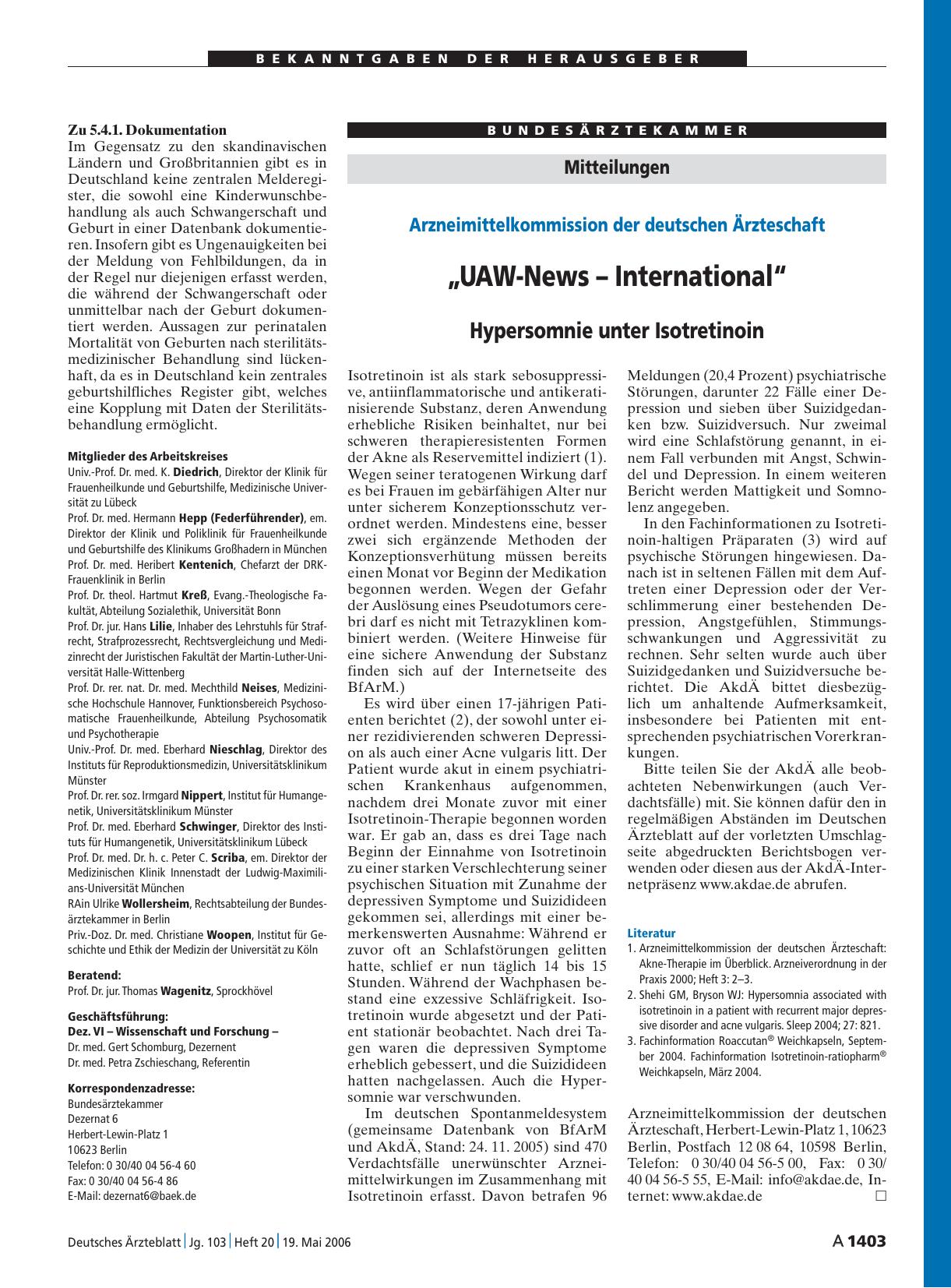 Vorschauseite 1: Mitteilungen: „UAW-News – International“