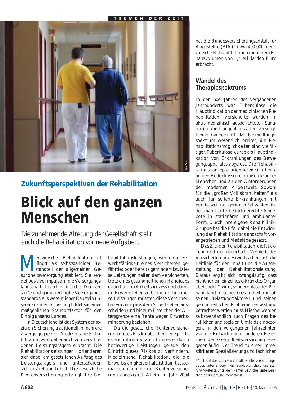 Vorschauseite 1: Zukunftsperspektiven der Rehabilitation: Blick auf den ganzen Menschen