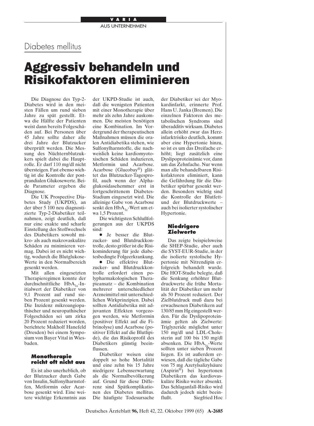 Vorschauseite 1: Diabetes mellitus: Aggressiv behandeln und Risikofaktoren eliminieren