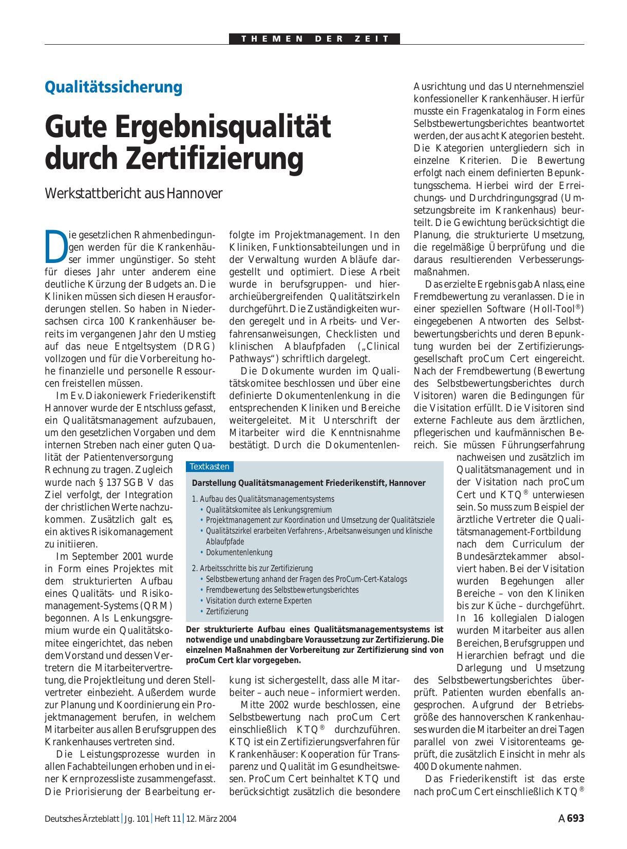 Vorschauseite 1: Qualitätssicherung: Gute Ergebnisqualität durch Zertifizierung