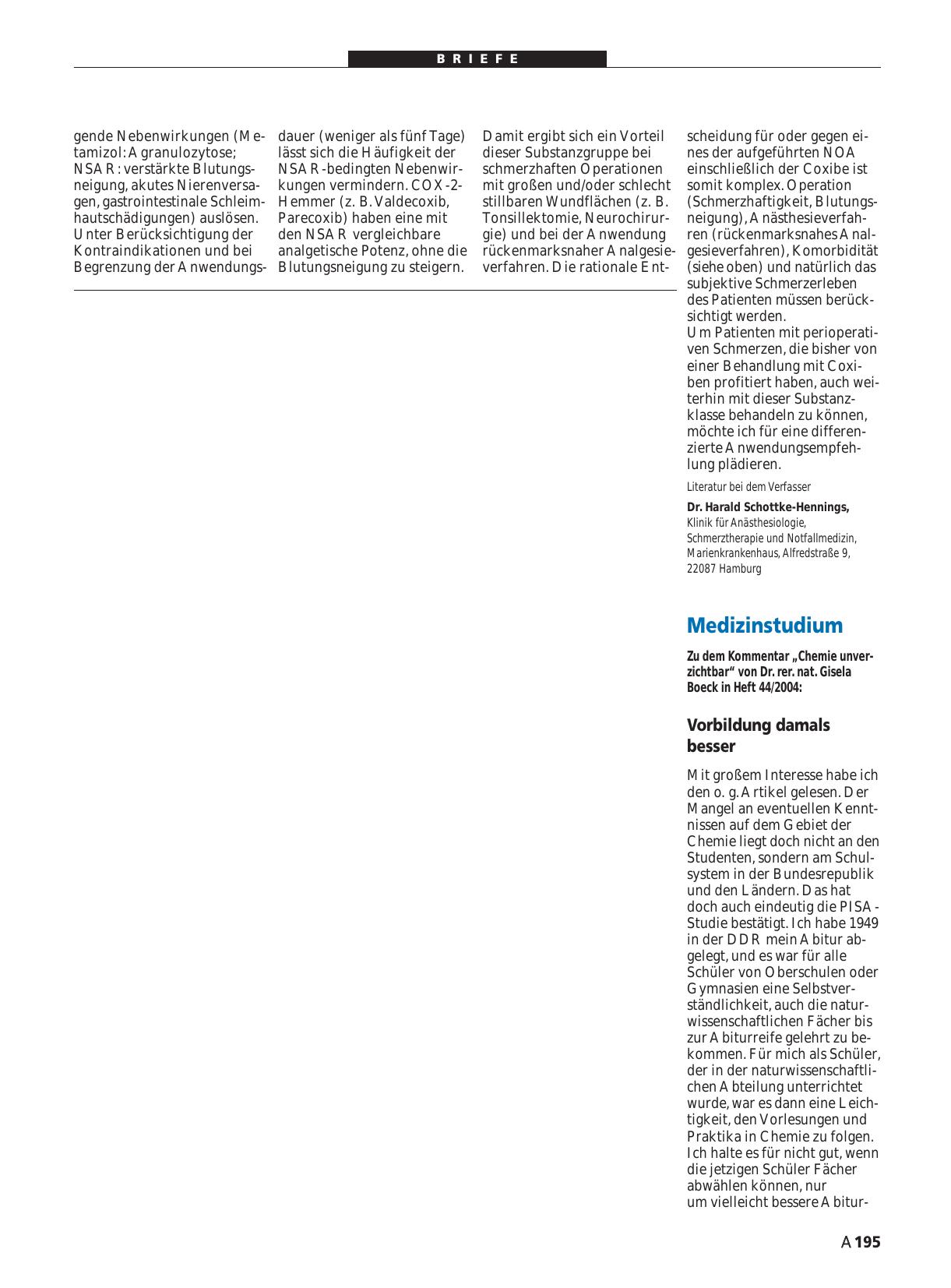 Vorschauseite 1: Medizinstudium: Vorbildung damals besser
