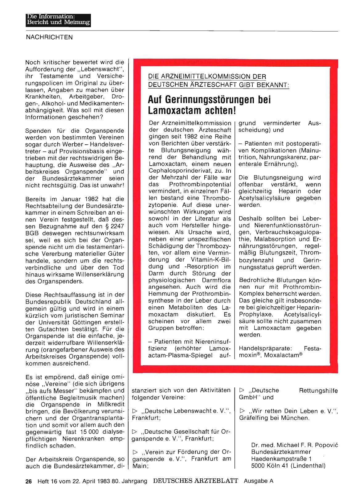 Vorschauseite 1: Auf Gerinnungsstörungen bei Lamoxactam achten!