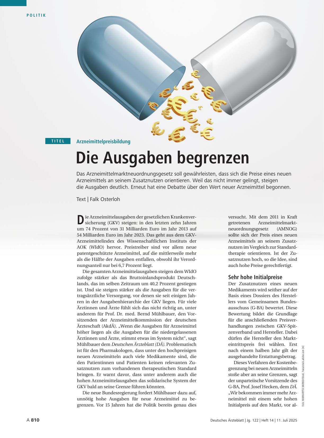 Vorschauseite 1: Arzneimittelpreisbildung: Die Ausgaben begrenzen