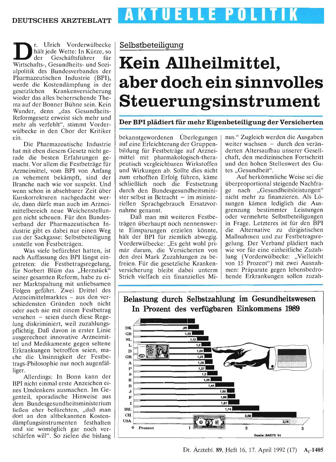 Vorschauseite 1: Selbstbeteiligung: Kein Allheilmittel, aber doch ein sinnvolles Steuerungsinstruntent