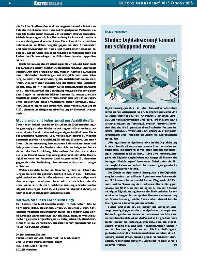 Vorschauseite 1: Studie: Digitalisierung kommt nur schleppend voran