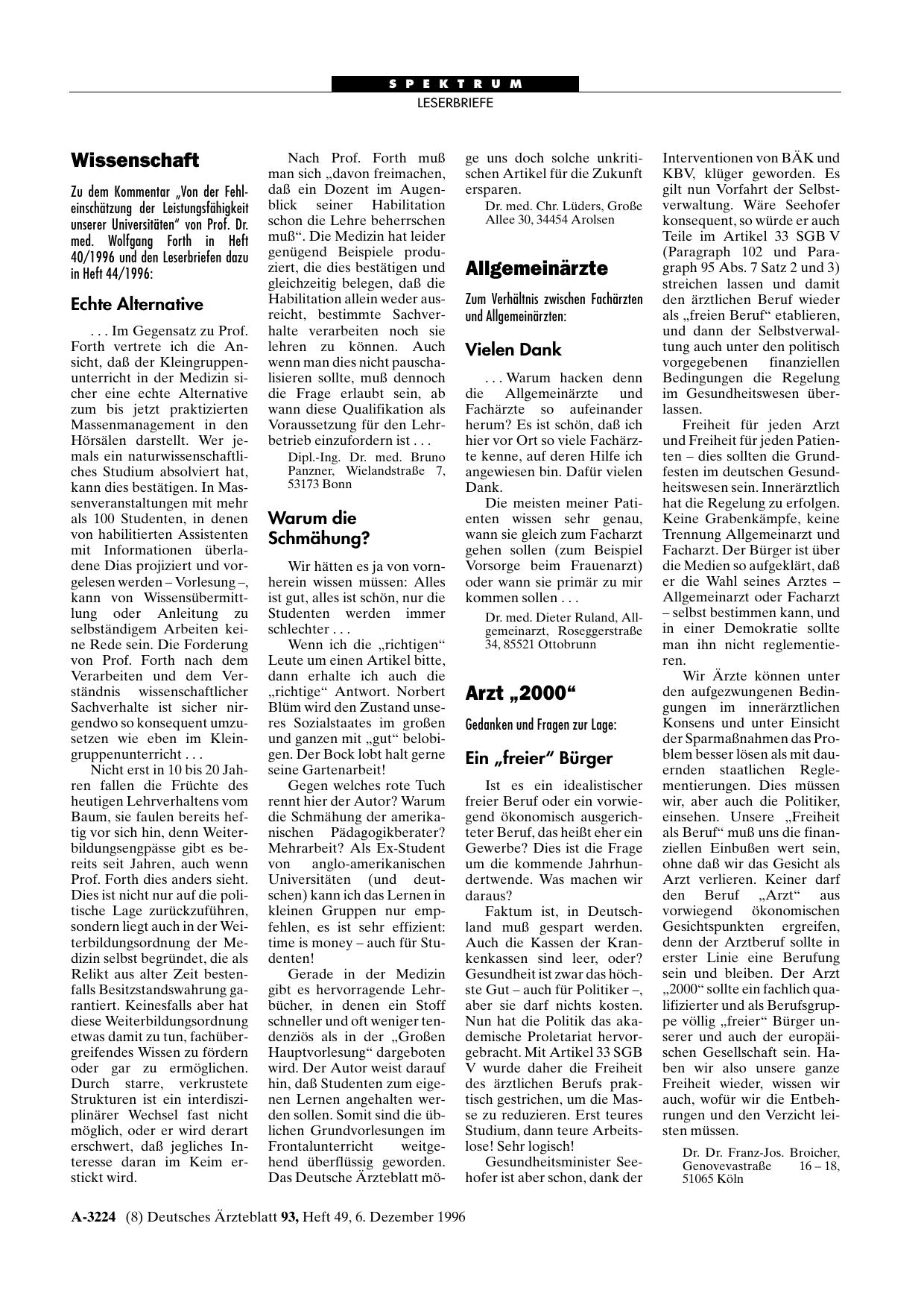Vorschauseite 1: Arzt „2000“: Ein „freier“ Bürger