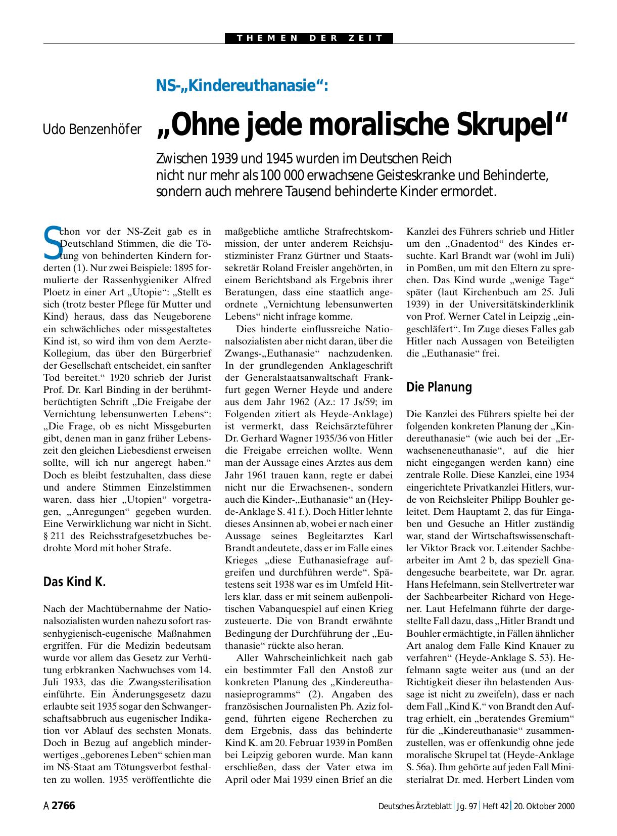 Vorschauseite 1: NS-„Kindereuthanasie“: „Ohne jede moralische Skrupel“