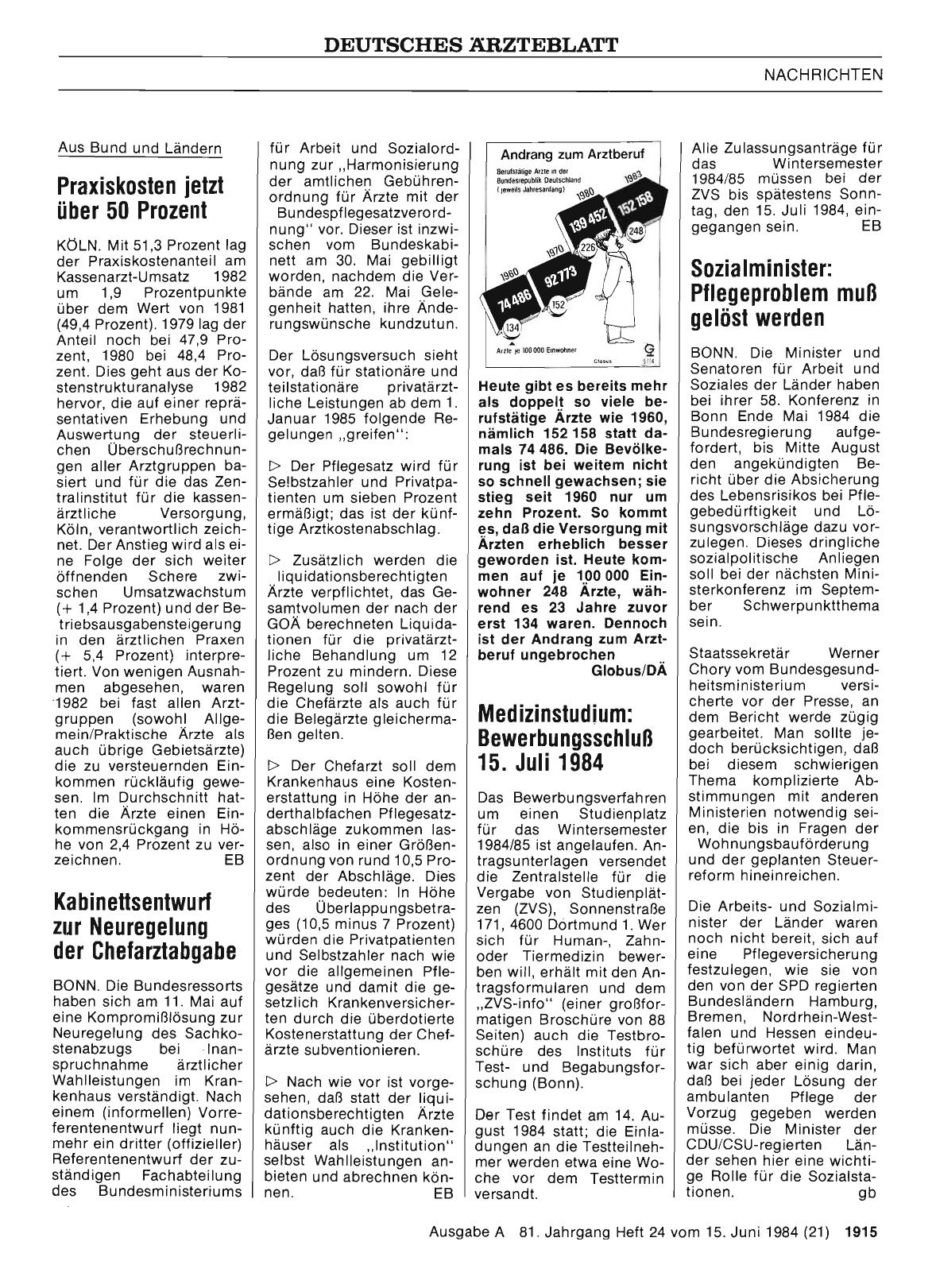 Vorschauseite 1: Kabinettsentwurf zur Neuregelung der Chefarztabgabe